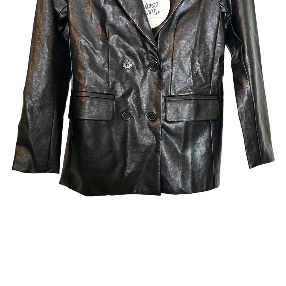 Princess Polly Ellen Faux Leather Fully Lined Black Blazer Sz. XS/S NWT - Picture 7 of 16